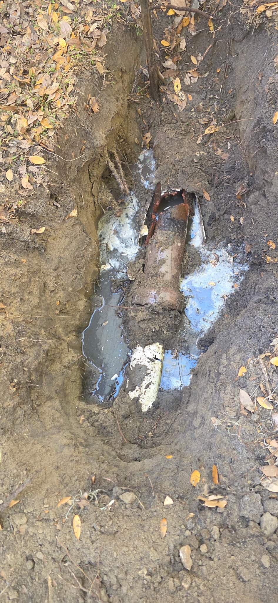1403 NE 2nd Pl — rusted leaking pipe before repair