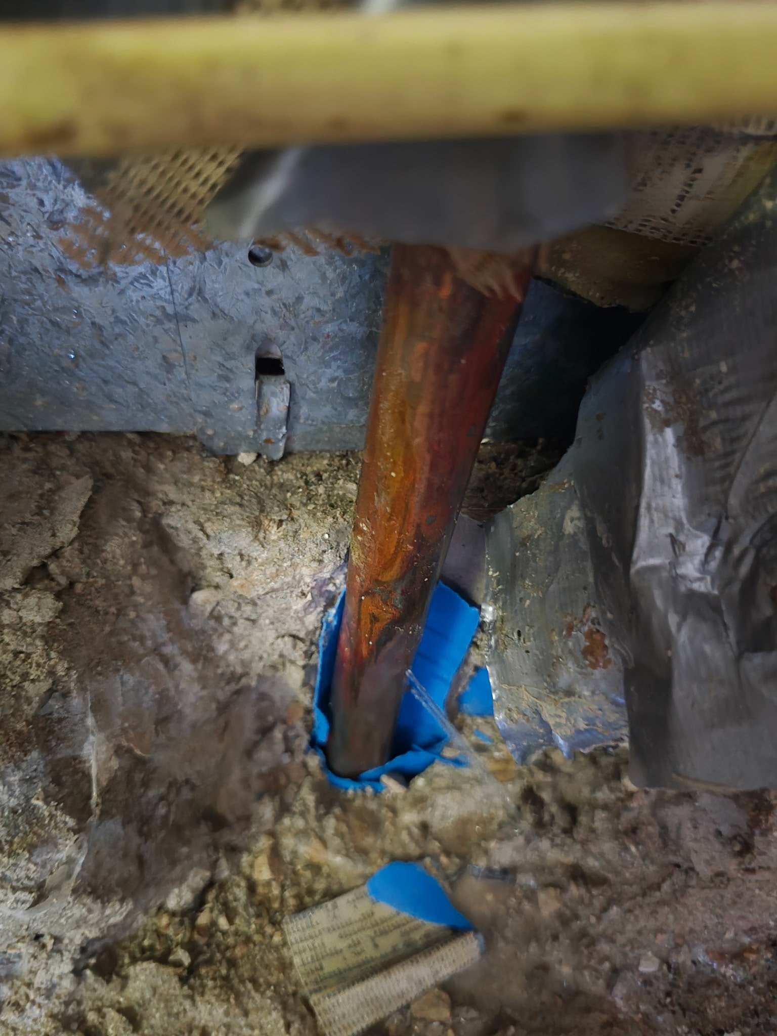5190 Portsmouth — corroded copper pipes in crawl space